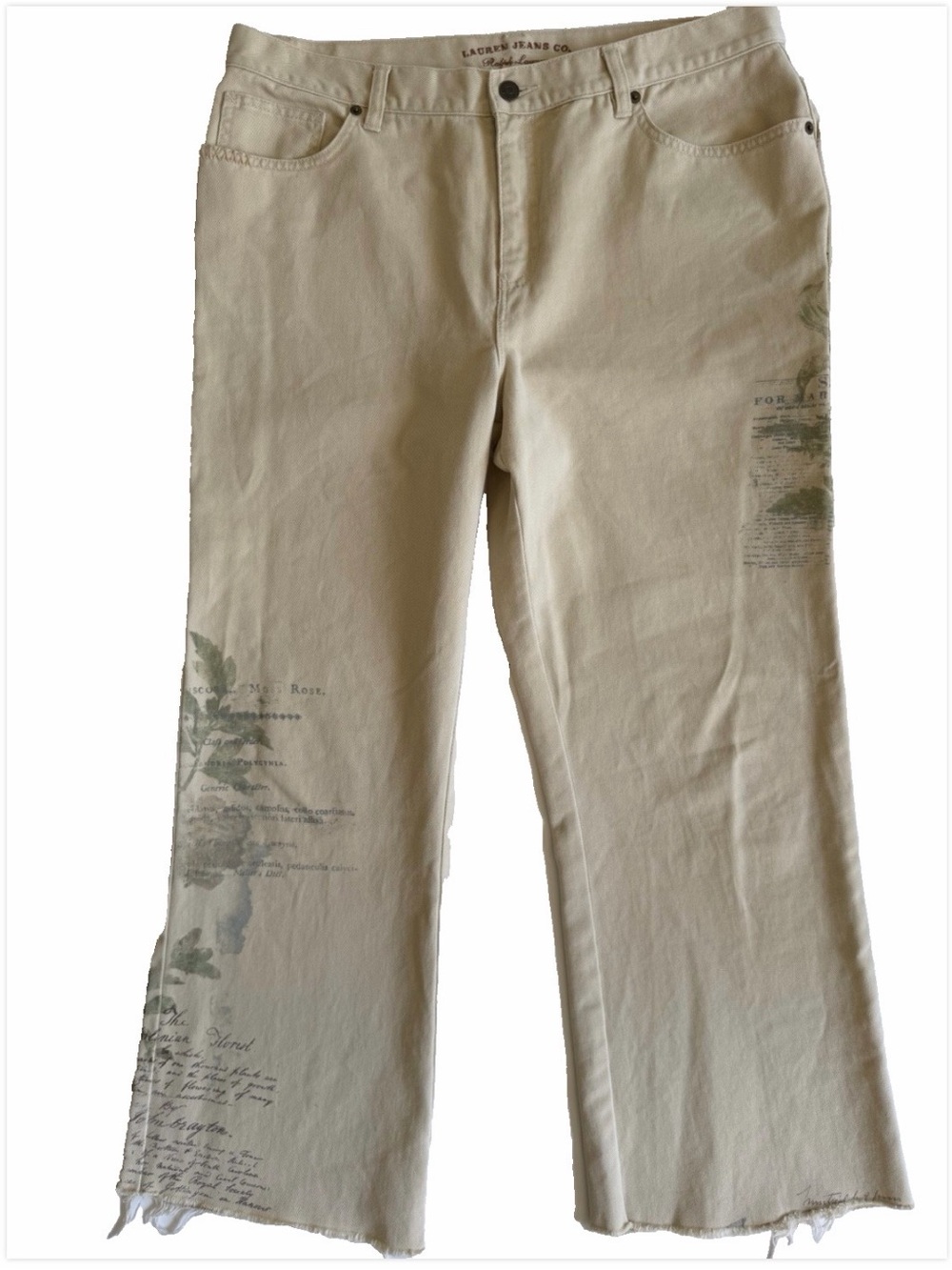 Lauren Ralph Lauren Size 14 Botanical Floral Graphic Raw Hem Jeans